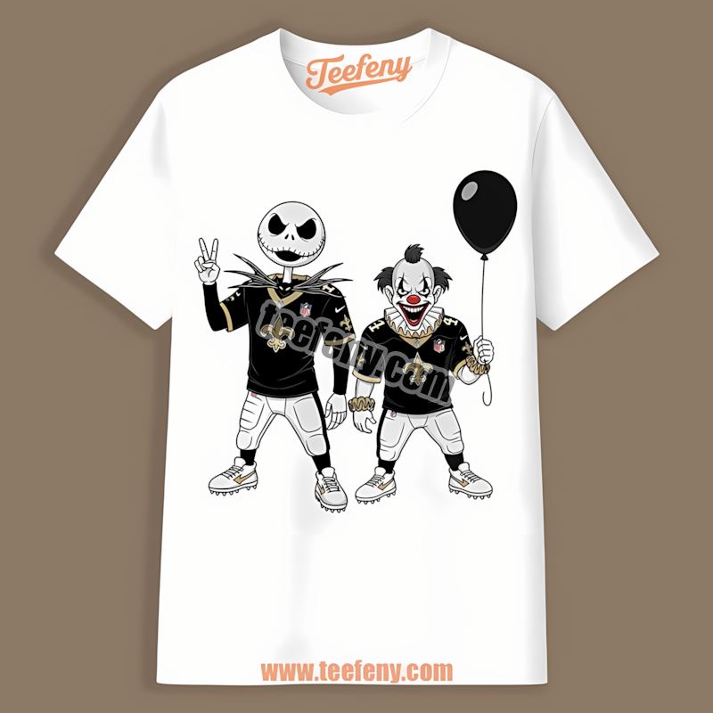 Halloween Jack Skellington Pennywise New Orleans Saints Adults Shirt