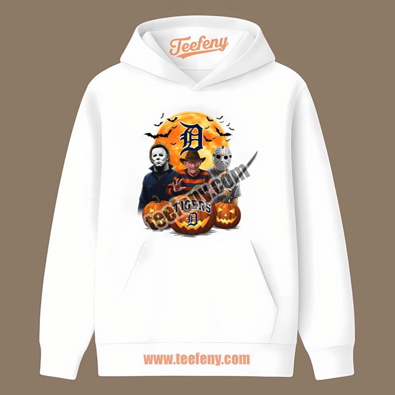Halloween Jason Freddy Myers Detroit Tigers Graphic Hoodie Halloween Jason Freddy Myers Detroit Tigers Graphic Hoodie
