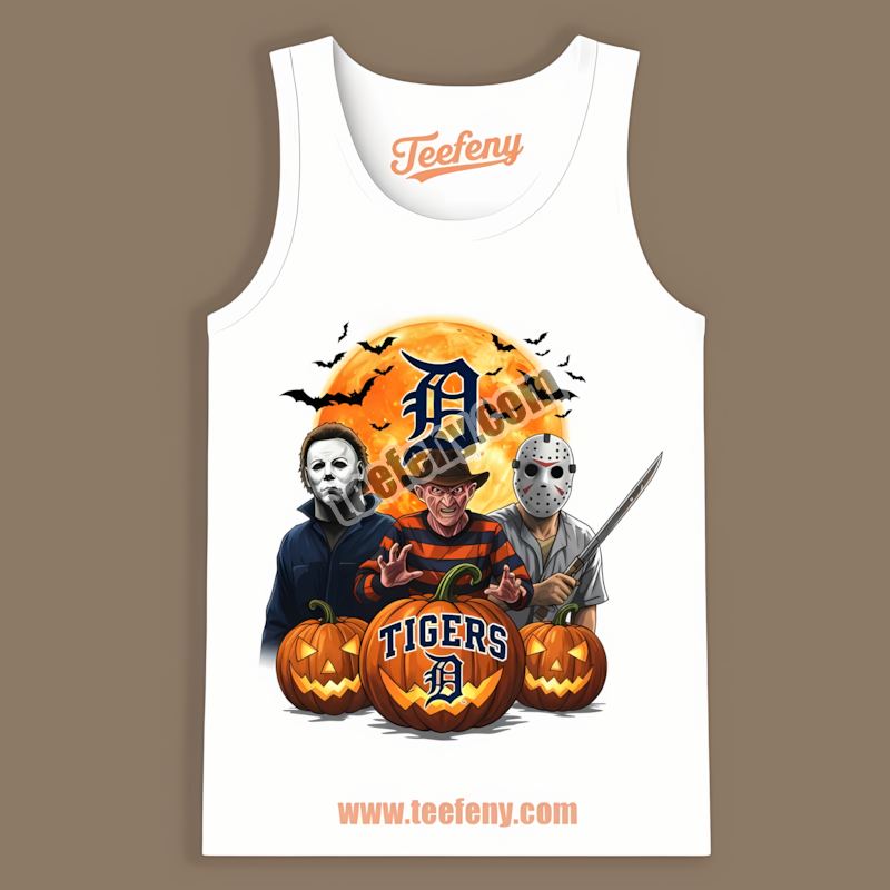 Halloween Jason Freddy Myers Detroit Tigers Graphic Tanktop Halloween Jason Freddy Myers Detroit Tigers Graphic Tanktop
