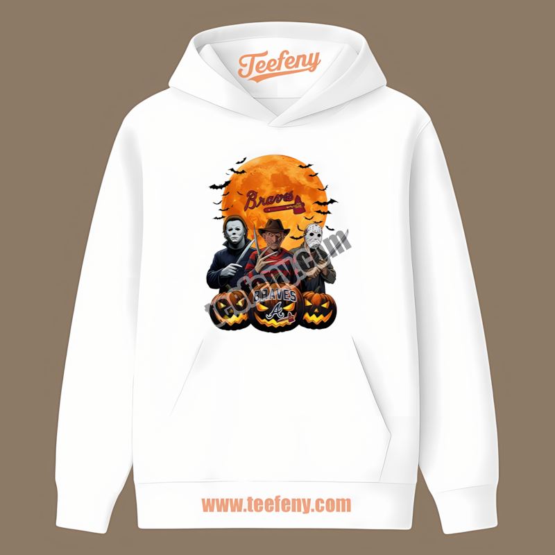 Halloween Jason Voorhees Michael Myers Freddy Krueger Atlanta Braves Hoodie Halloween Jason Voorhees Michael Myers Freddy Krueger Atlanta Braves Hoodie