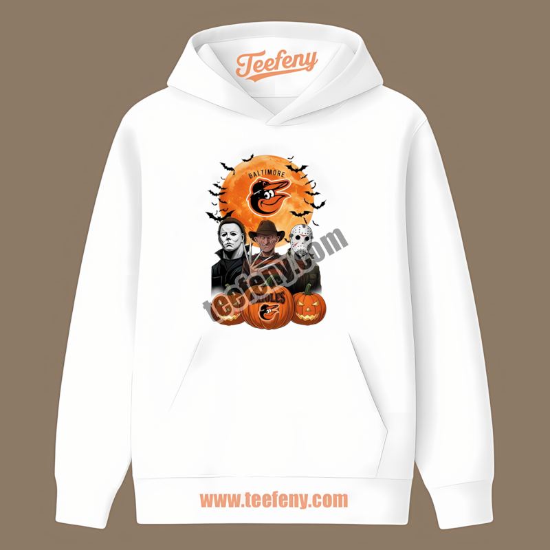 Halloween Jason Voorhees Michael Myers Freddy Krueger Baltimore Orioles Hoodie Halloween Jason Voorhees Michael Myers Freddy Krueger Baltimore Orioles Hoodie