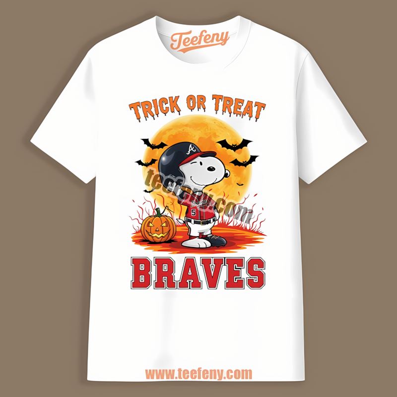 Halloween Snoopy Trick Or Treat Atlanta Braves Tailgate Shirt