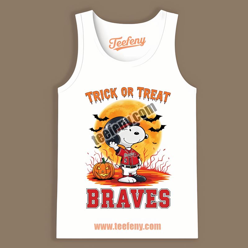 Halloween Snoopy Trick Or Treat Atlanta Braves Tailgate Tanktop Halloween Snoopy Trick Or Treat Atlanta Braves Tailgate Tanktop