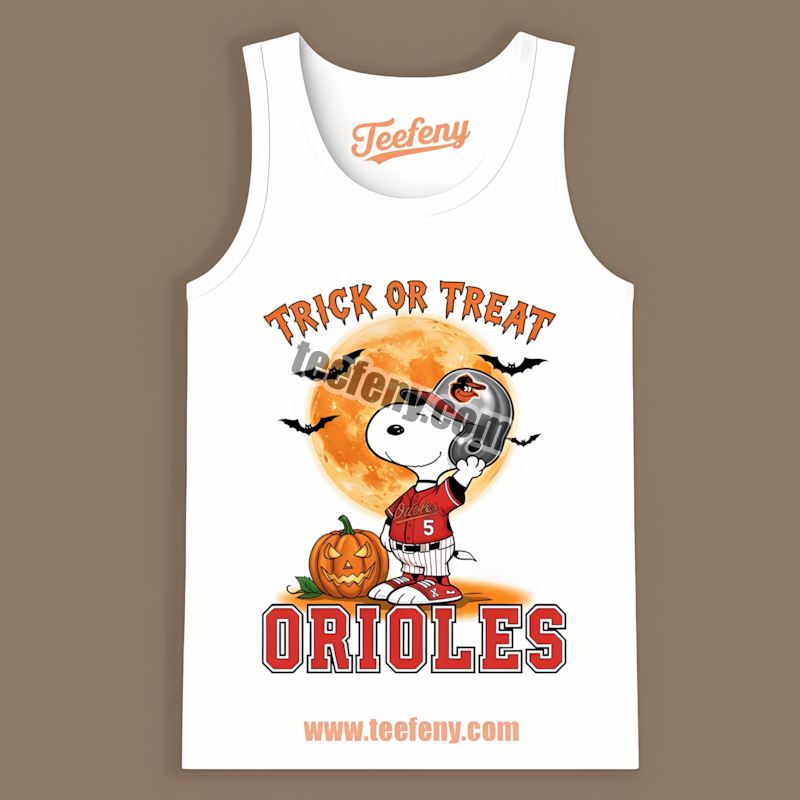 Halloween Snoopy Trick Or Treat Baltimore Orioles Slim Fit Tanktop Halloween Snoopy Trick Or Treat Baltimore Orioles Slim Fit Tanktop