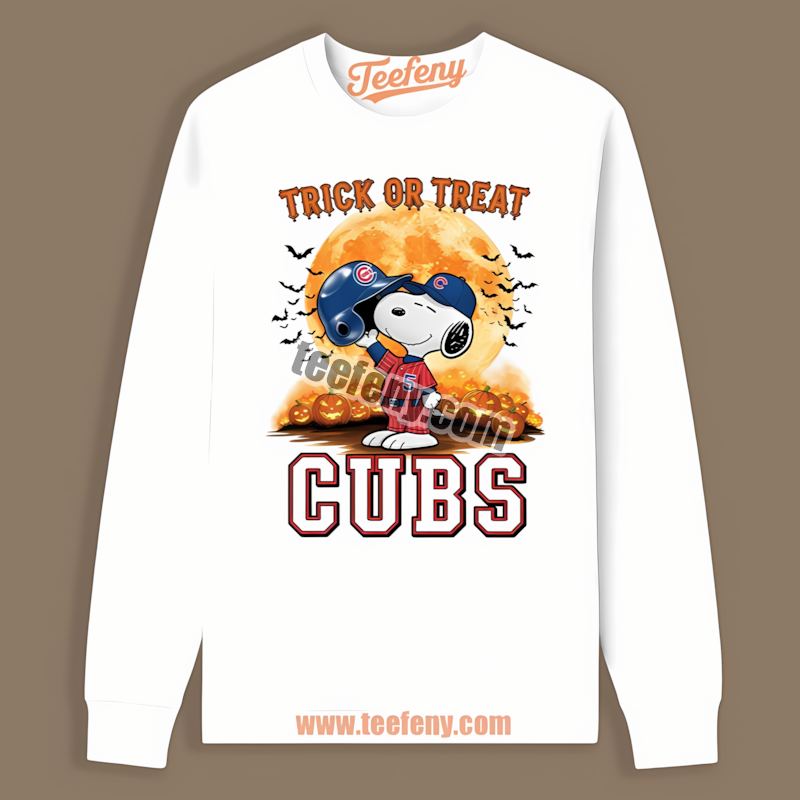 Halloween Snoopy Trick Or Treat Chicago Cubs Long Sleeve Halloween Snoopy Trick Or Treat Chicago Cubs Long Sleeve
