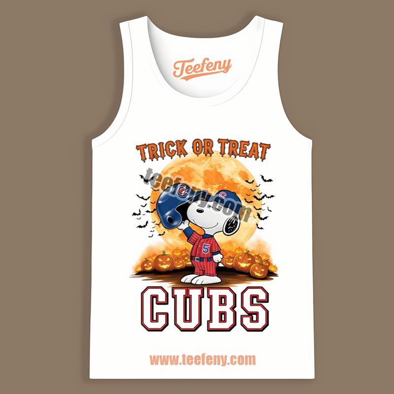 Halloween Snoopy Trick Or Treat Chicago Cubs Tanktop Halloween Snoopy Trick Or Treat Chicago Cubs Tanktop