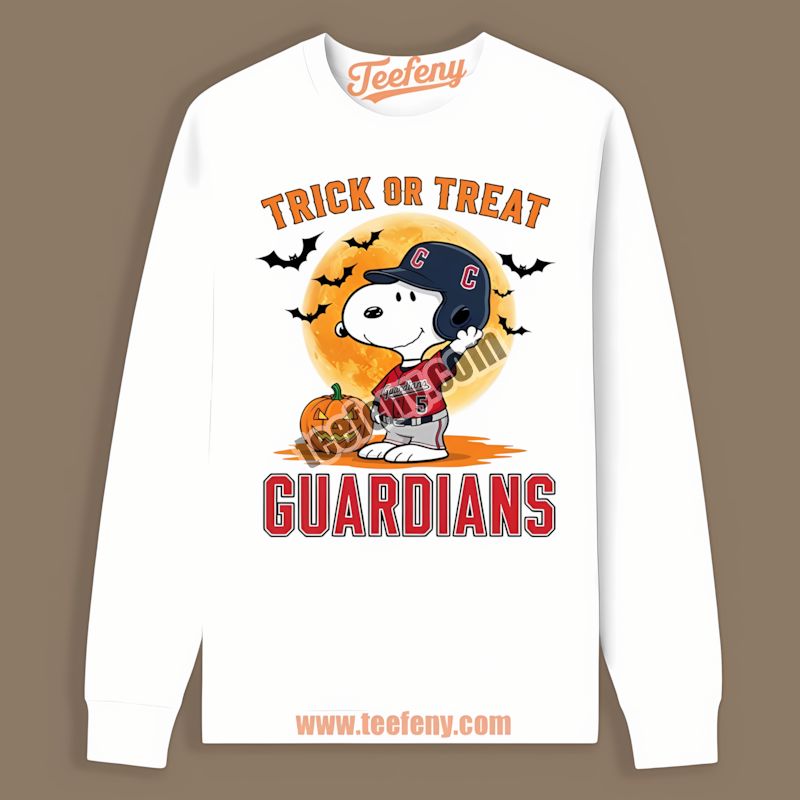 Halloween Snoopy Trick Or Treat Cleveland Guardians Casual Long Sleeve Halloween Snoopy Trick Or Treat Cleveland Guardians Casual Long Sleeve