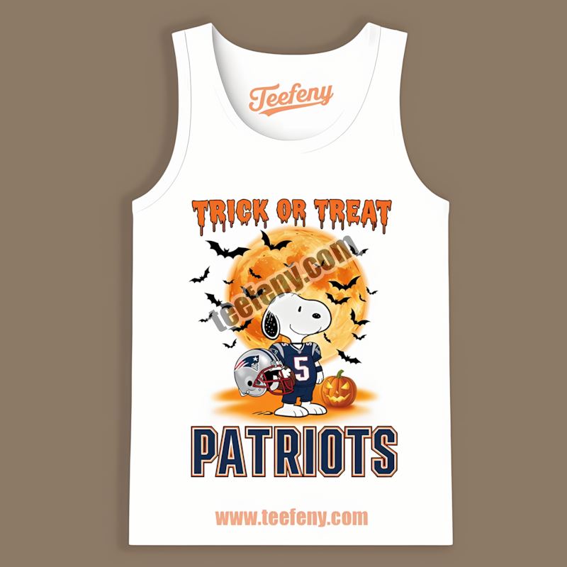 Halloween Snoopy Trick Or Treat New England Patriots Unisex Tanktop Halloween Snoopy Trick Or Treat New England Patriots Unisex Tanktop
