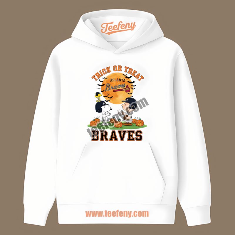 Halloween Trick Or Treat Charlie Brown Snoopy Atlanta Braves Hoodie Halloween Trick Or Treat Charlie Brown Snoopy Atlanta Braves Hoodie