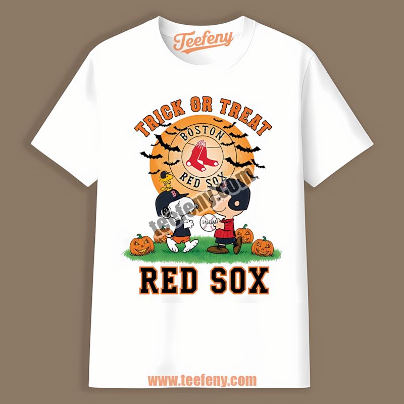 Halloween Trick Or Treat Charlie Brown Snoopy Boston Red Sox Shirt