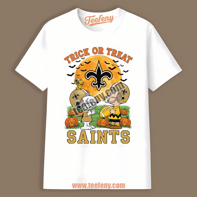 Halloween Trick Or Treat Charlie Brown Snoopy New Orleans Saints Shirt