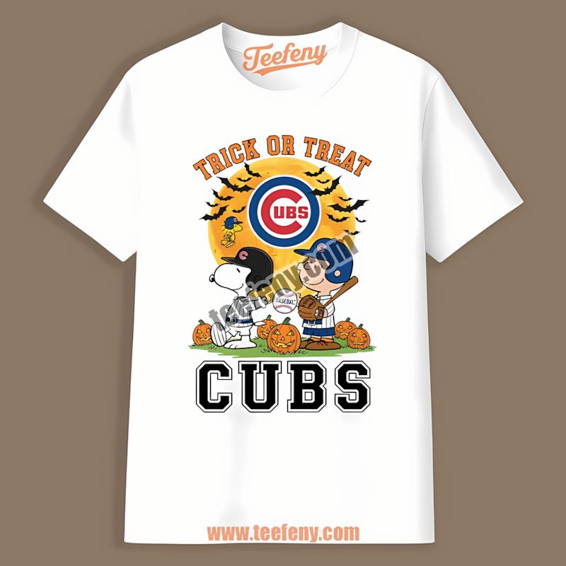 Halloween Trick Or Treat Charlie Snoopy Chicago Cubs Cotton Shirt