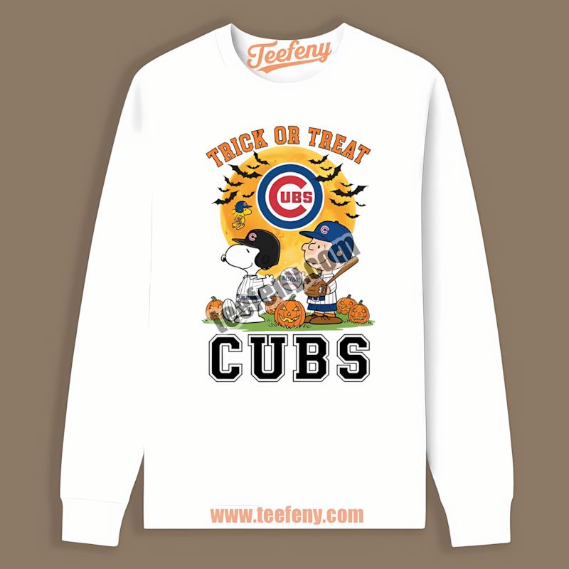 Halloween Trick Or Treat Charlie Snoopy Chicago Cubs Cotton Long Sleeve Halloween Trick Or Treat Charlie Snoopy Chicago Cubs Cotton Long Sleeve