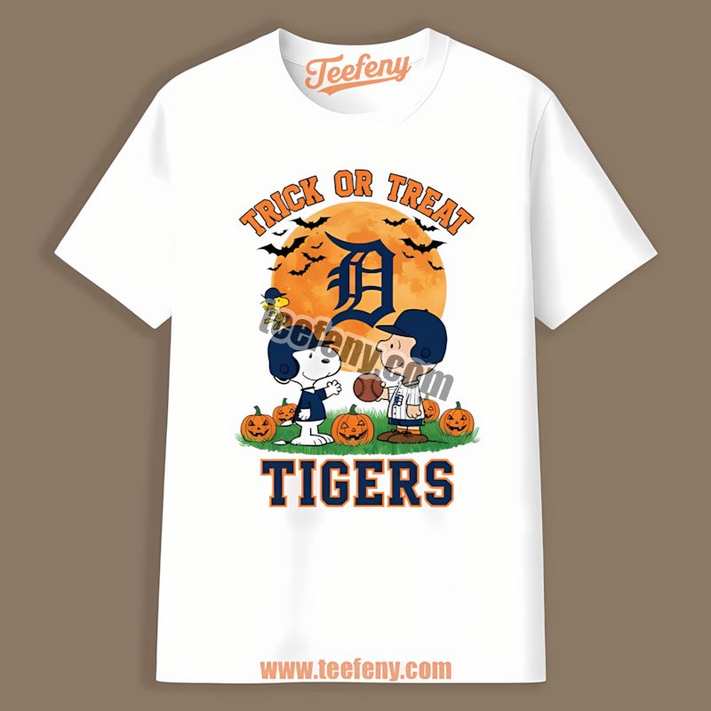 Halloween Trick Or Treat Charlie Snoopy Detroit Tigers Color Shirt