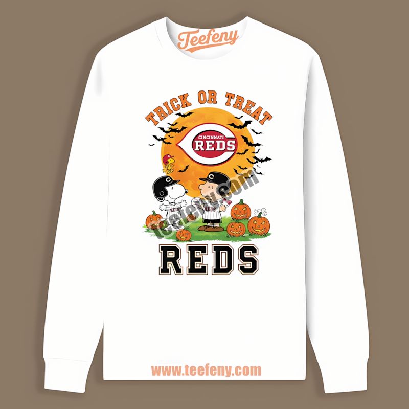 Halloween Trick Or Treat Snoopy Cincinnati Reds Vintage Long Sleeve Halloween Trick Or Treat Snoopy Cincinnati Reds Vintage Long Sleeve