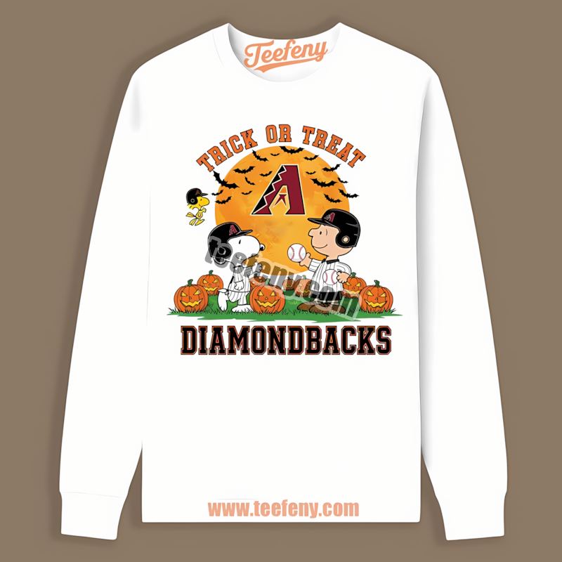 Halloween Trick Treat Charlie Snoopy Arizona Diamondbacks Long Sleeve Halloween Trick Treat Charlie Snoopy Arizona Diamondbacks Long Sleeve