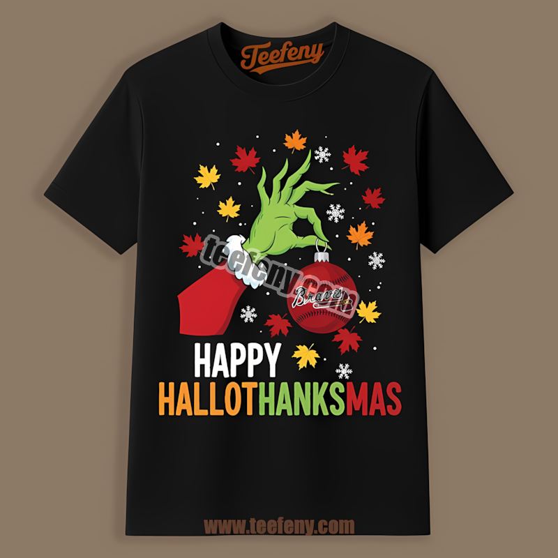 Happy Hallothanksmas Atlanta Braves Statement Shirt