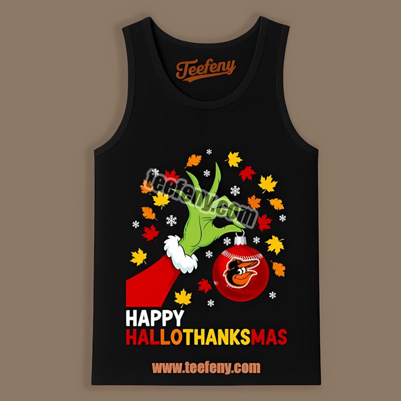 Happy Hallothanksmas Baltimore Orioles Retro Tanktop Happy Hallothanksmas Baltimore Orioles Retro Tanktop