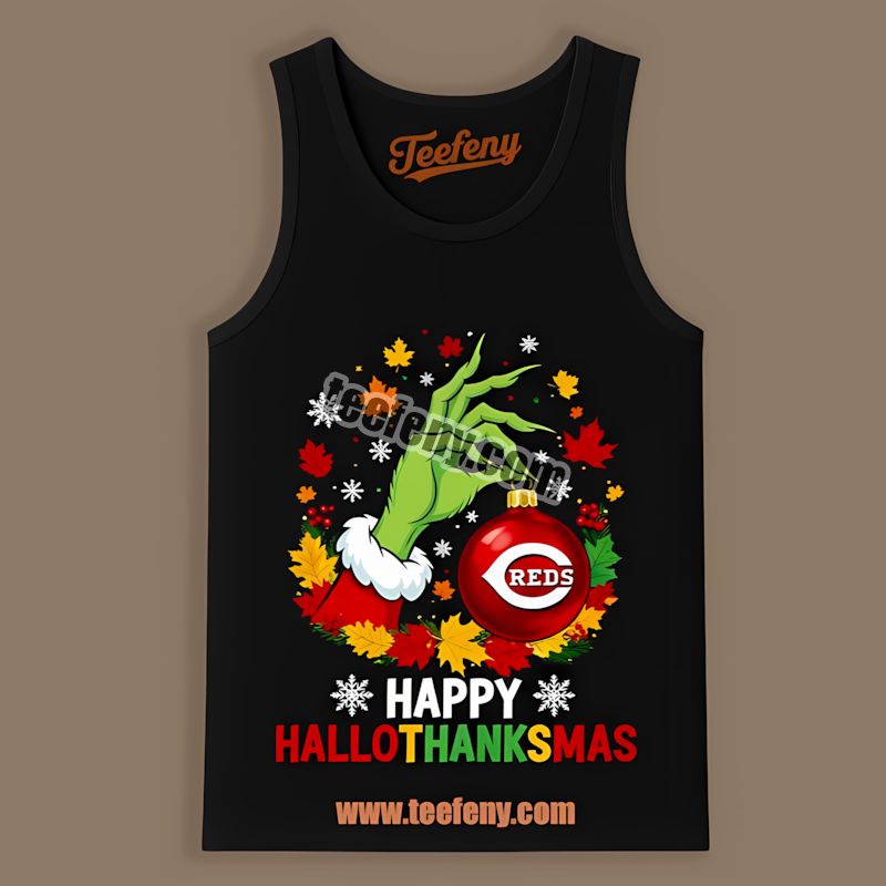 Happy Hallothanksmas With Cincinnati Reds Funny Tanktop Happy Hallothanksmas With Cincinnati Reds Funny Tanktop