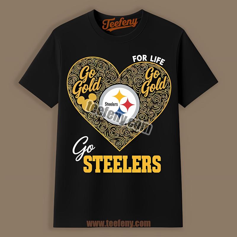Heart Go Gold With Pittsburgh Steelers Pride Shirt