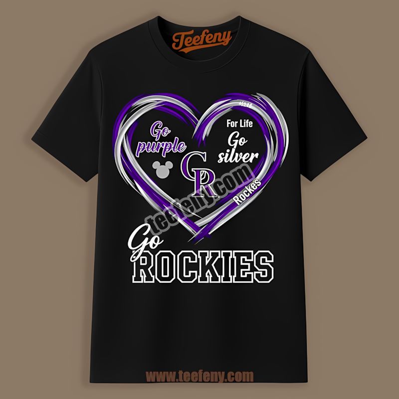 Heart Go Purple Go Silver Colorado Rockies Awareness Shirt