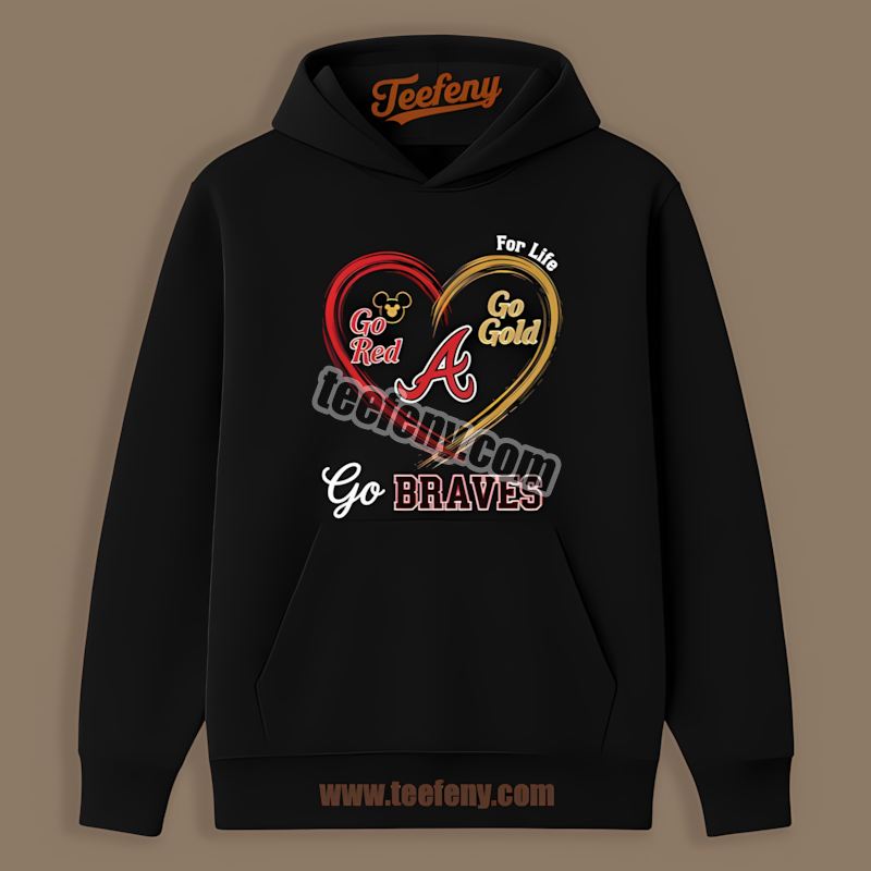 Heart Go Red Go Gold Atlanta Braves Funny Hoodie Heart Go Red Go Gold Atlanta Braves Funny Hoodie