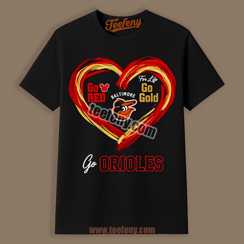 Heart Go Red Go Gold Baltimore Orioles Relaxed Fit Shirt