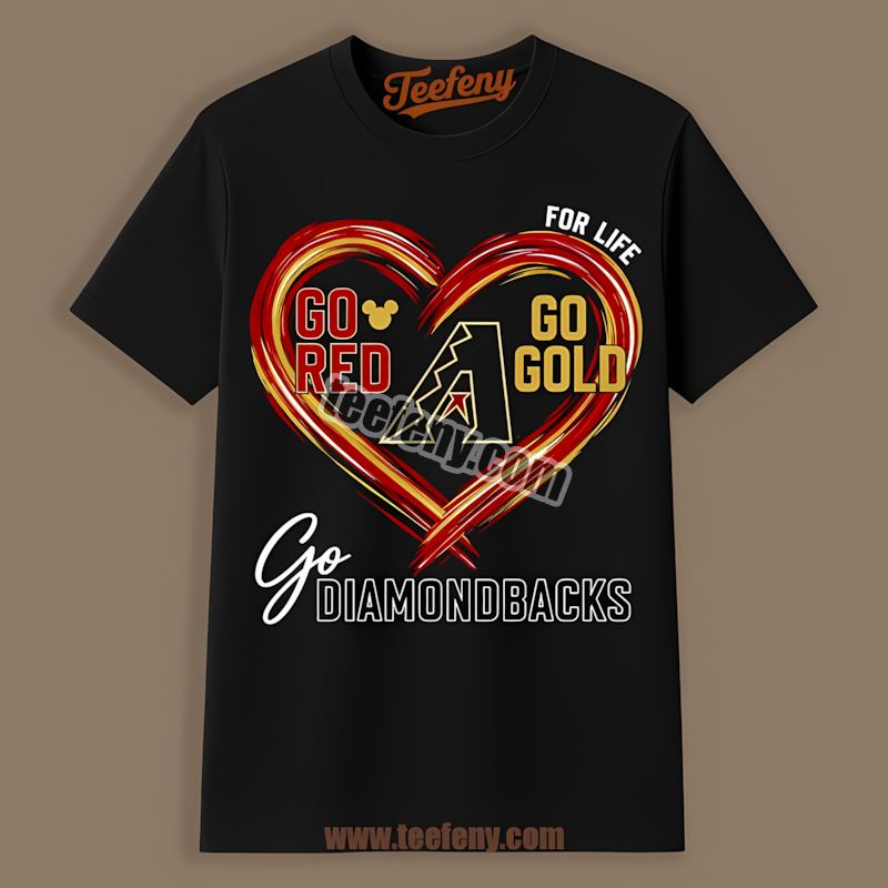 Heart Go Red Gold Arizona Diamondbacks Cotton Shirt