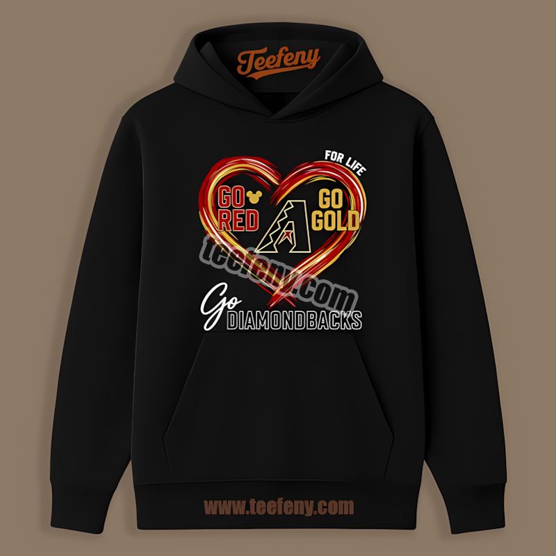Heart Go Red Gold Arizona Diamondbacks Cotton Hoodie Heart Go Red Gold Arizona Diamondbacks Cotton Hoodie