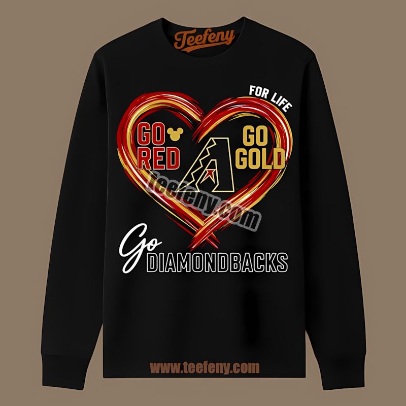 Heart Go Red Gold Arizona Diamondbacks Cotton Long Sleeve Heart Go Red Gold Arizona Diamondbacks Cotton Long Sleeve
