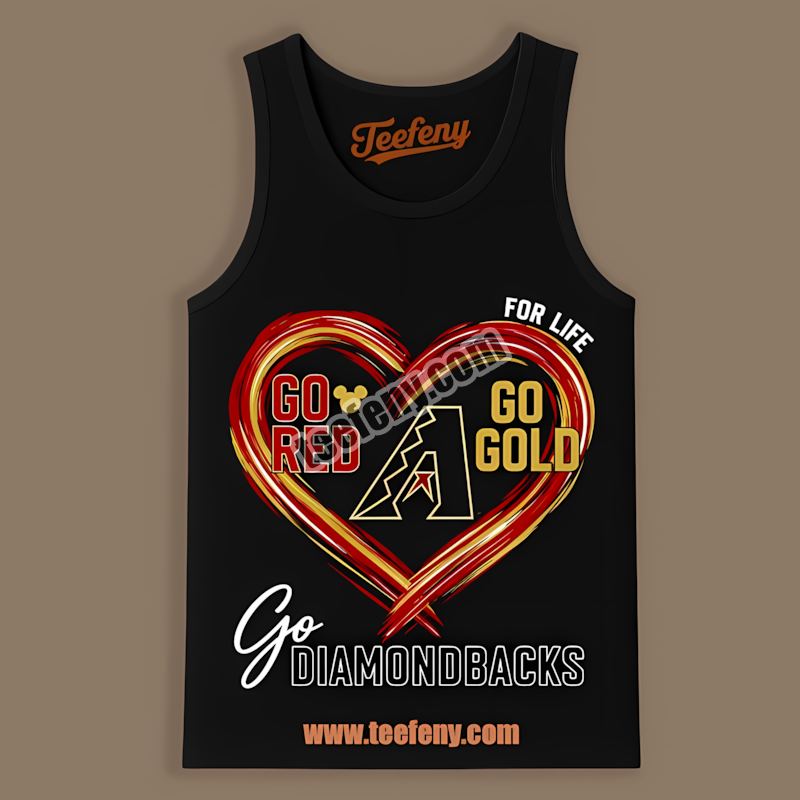 Heart Go Red Gold Arizona Diamondbacks Cotton Tanktop Heart Go Red Gold Arizona Diamondbacks Cotton Tanktop