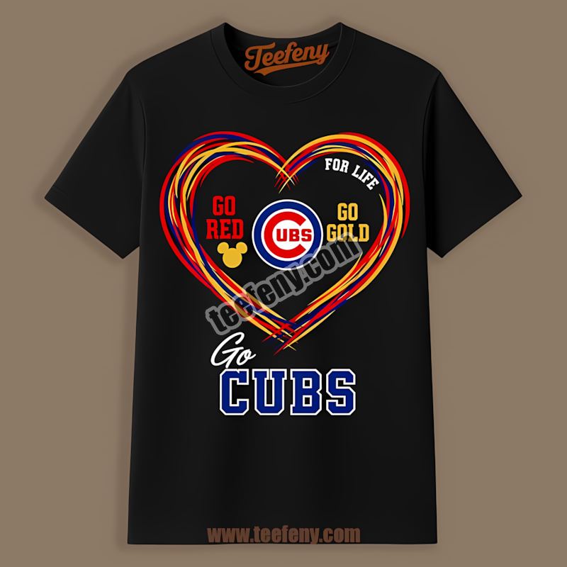 Heart Go Red Gold Chicago Cubs Color Shirt