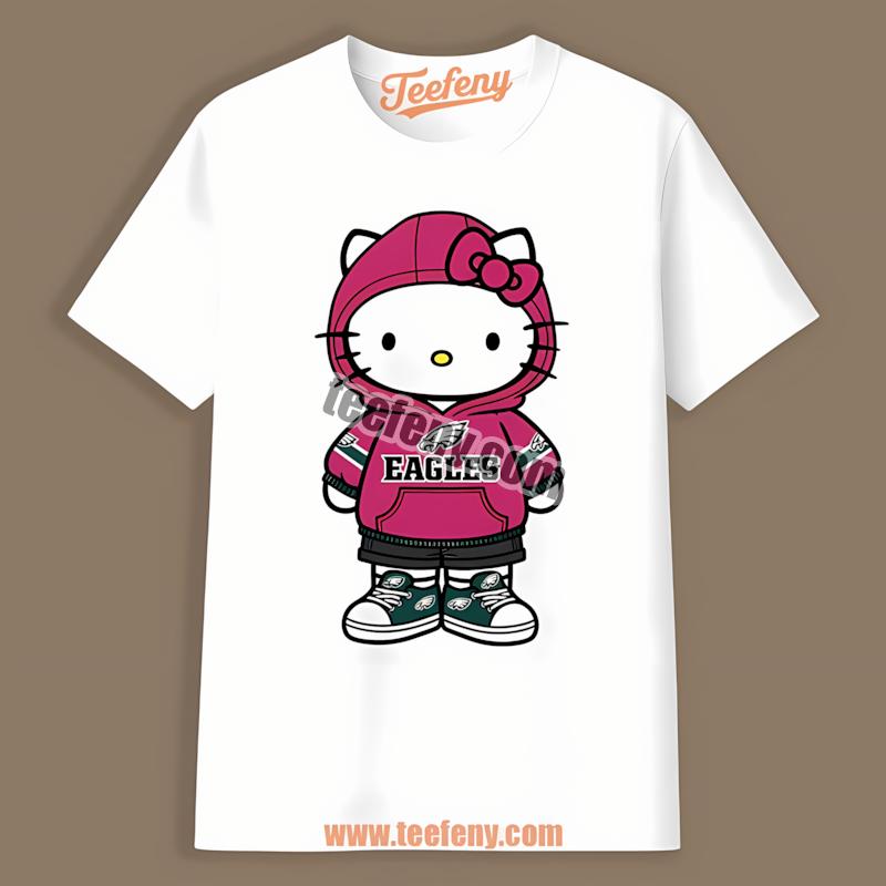 Hello Kitty Dressed In Philadelphia Eagles Fan Gear Shirt