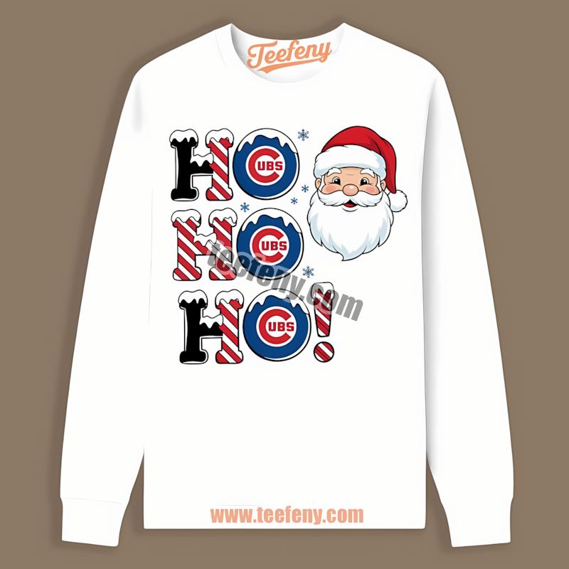 Ho Ho Ho Santa Chicago Cubs Christmas Long Sleeve Ho Ho Ho Santa Chicago Cubs Christmas Long Sleeve