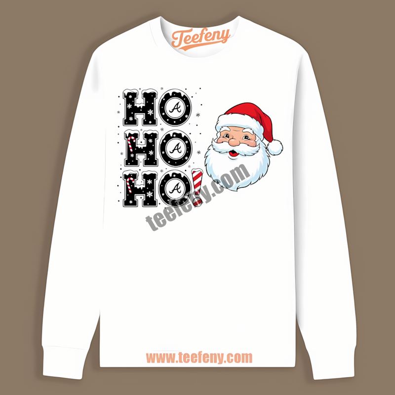 Ho Ho Ho Santa Christmas Atlanta Braves Home Run Long Sleeve Ho Ho Ho Santa Christmas Atlanta Braves Home Run Long Sleeve