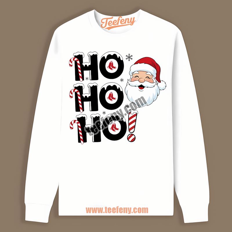 Ho Ho Ho Santa Christmas Boston Red Sox Bleacher Long Sleeve Ho Ho Ho Santa Christmas Boston Red Sox Bleacher Long Sleeve
