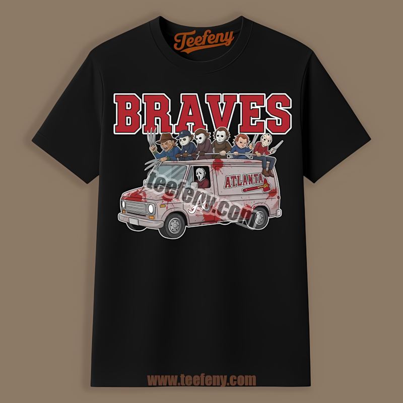 Horror Atlanta Braves Vs Halloween Characters On Bus Festival Shirt