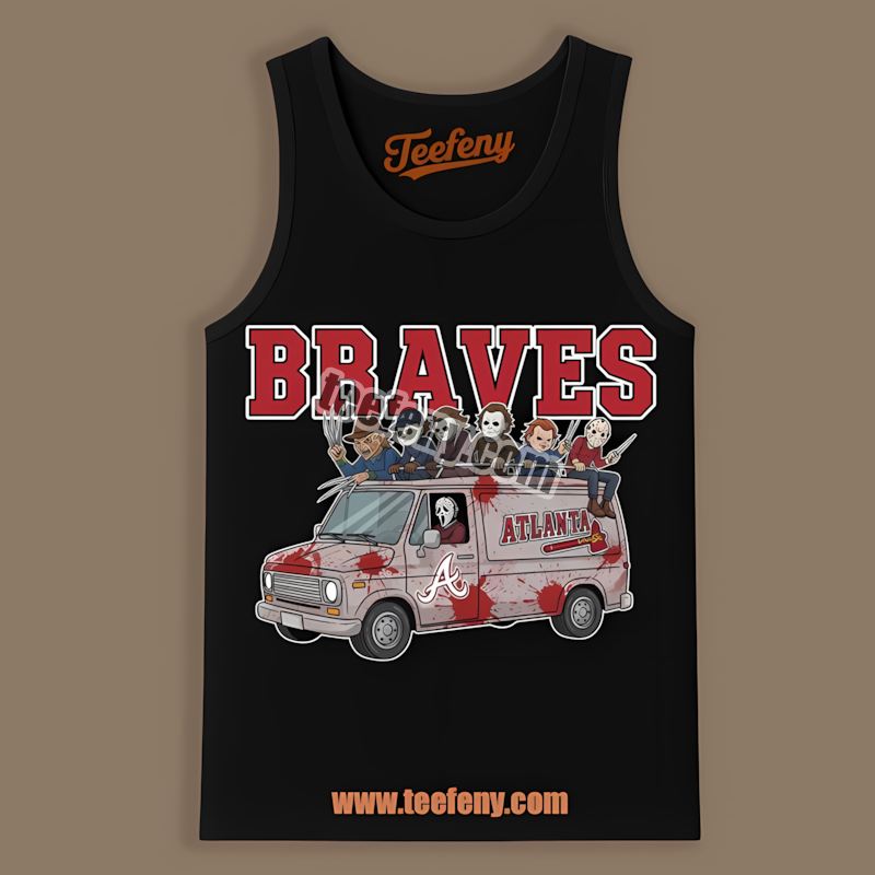 Horror Atlanta Braves Vs Halloween Characters On Bus Festival Tanktop Horror Atlanta Braves Vs Halloween Characters On Bus Festival Tanktop