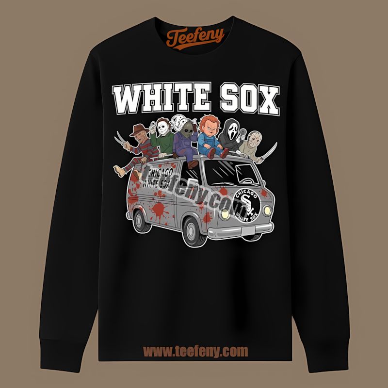 Horror Chicago White Sox Vs Halloween Characters On Bus All Day Long Sleeve Horror Chicago White Sox Vs Halloween Characters On Bus All Day Long Sleeve
