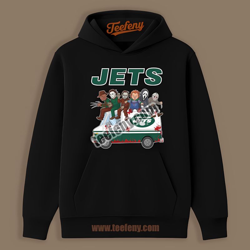 Horror Clash New York Jets Vs Halloween Bus Graphic Hoodie Horror Clash New York Jets Vs Halloween Bus Graphic Hoodie