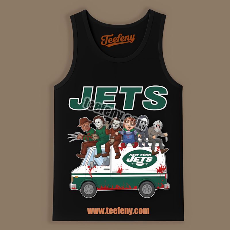 Horror Clash New York Jets Vs Halloween Bus Graphic Tanktop Horror Clash New York Jets Vs Halloween Bus Graphic Tanktop