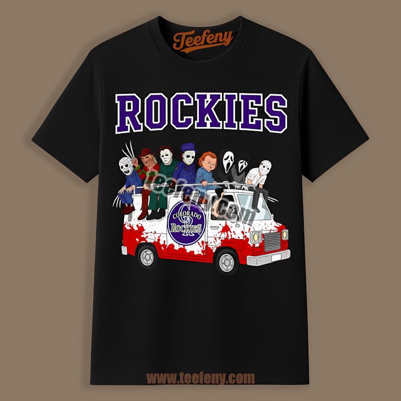 Horror Colorado Rockies Vs Halloween Characters On Bus Shirt Design
