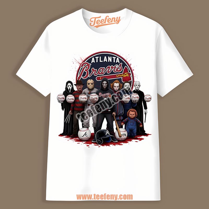 Horror Movie Characters Halloween Atlanta Braves Retro Shirt