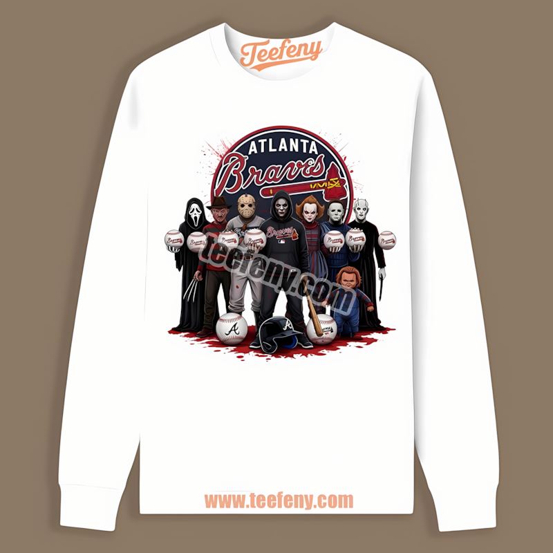 Horror Movie Characters Halloween Atlanta Braves Retro Long Sleeve Horror Movie Characters Halloween Atlanta Braves Retro Long Sleeve