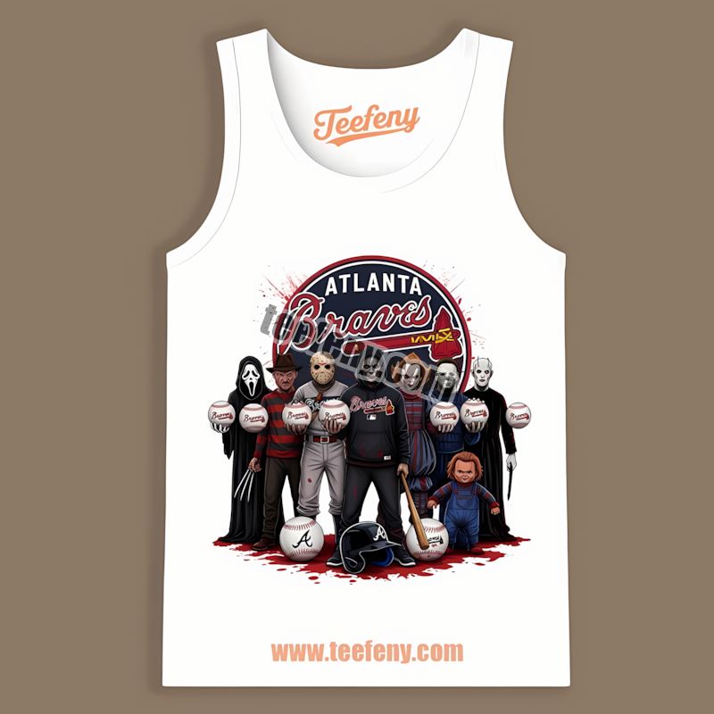 Horror Movie Characters Halloween Atlanta Braves Retro Tanktop Horror Movie Characters Halloween Atlanta Braves Retro Tanktop