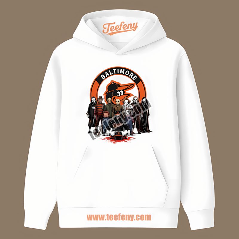 Horror Movie Characters Halloween Baltimore Orioles Throwback Hoodie Horror Movie Characters Halloween Baltimore Orioles Throwback Hoodie