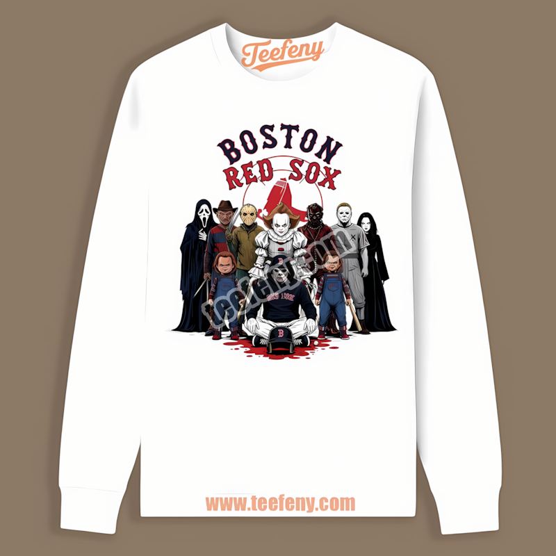 Horror Movie Characters Halloween Boston Red Sox Long Sleeve Horror Movie Characters Halloween Boston Red Sox Long Sleeve