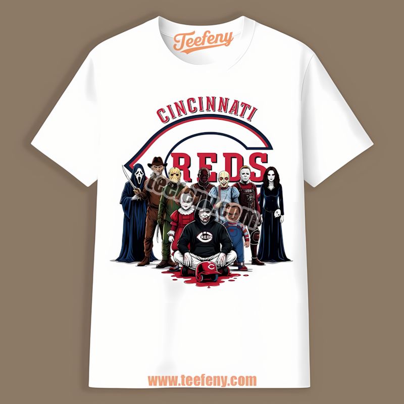 Horror Movie Characters Halloween Cincinnati Reds Graphic Tee