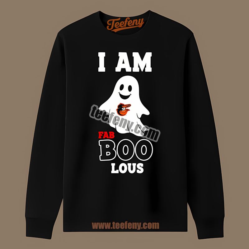 I Am Fab Boo Lous Baltimore Orioles Ghost Home Run Long Sleeve I Am Fab Boo Lous Baltimore Orioles Ghost Home Run Long Sleeve