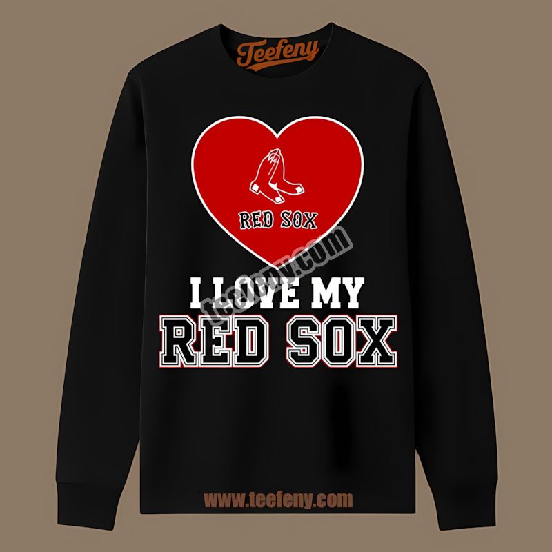 I Love My Braves Heart Boston Red Sox Long Sleeve I Love My Braves Heart Boston Red Sox Long Sleeve